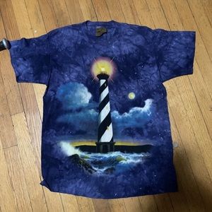 The mountain lighthouse tee size L tie dye acid